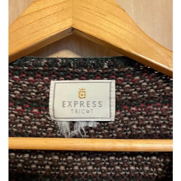 Vintage Express Tricot 90s Sweater Oversized Striped Knit Women's Sz Lg - Picture 3 of 4